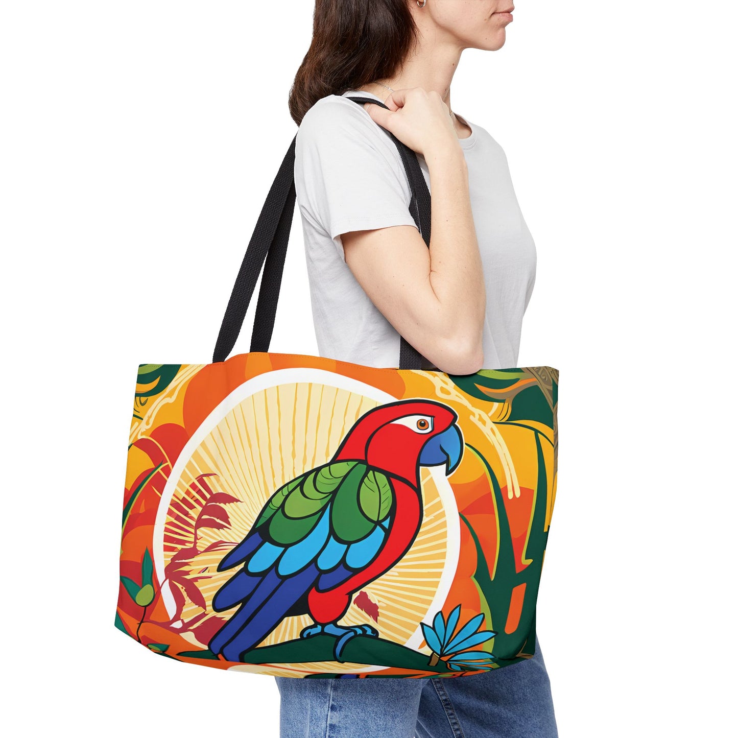 Tropical Parrot Shine Tote Bag