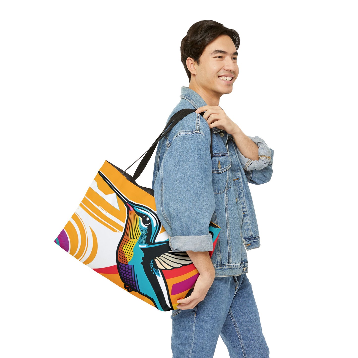 Vibrant Sunset Hummingbird Tote Bag