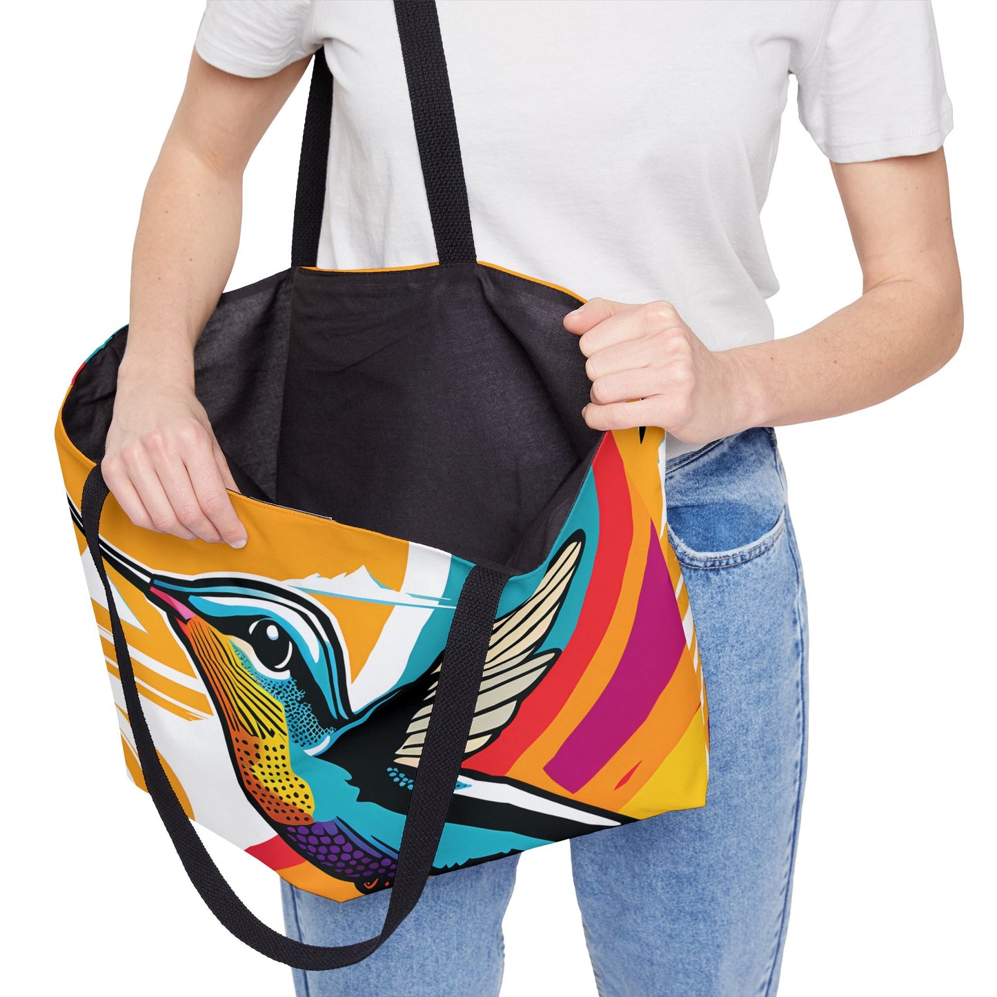 Vibrant Sunset Hummingbird Tote Bag